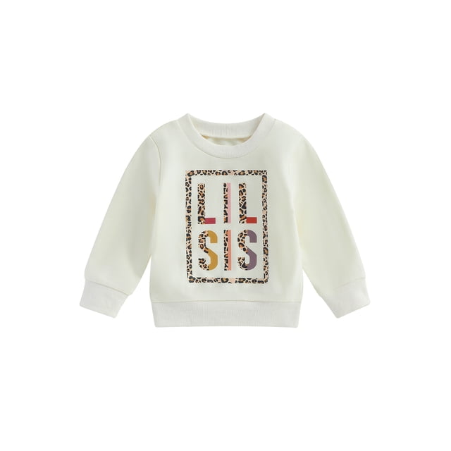 xiaxaixu Chandails pour Tout-Petites Filles à Manches Longues Col Rond Imprimé Léopard et Lettres Chandails Amples Hauts d'Automne