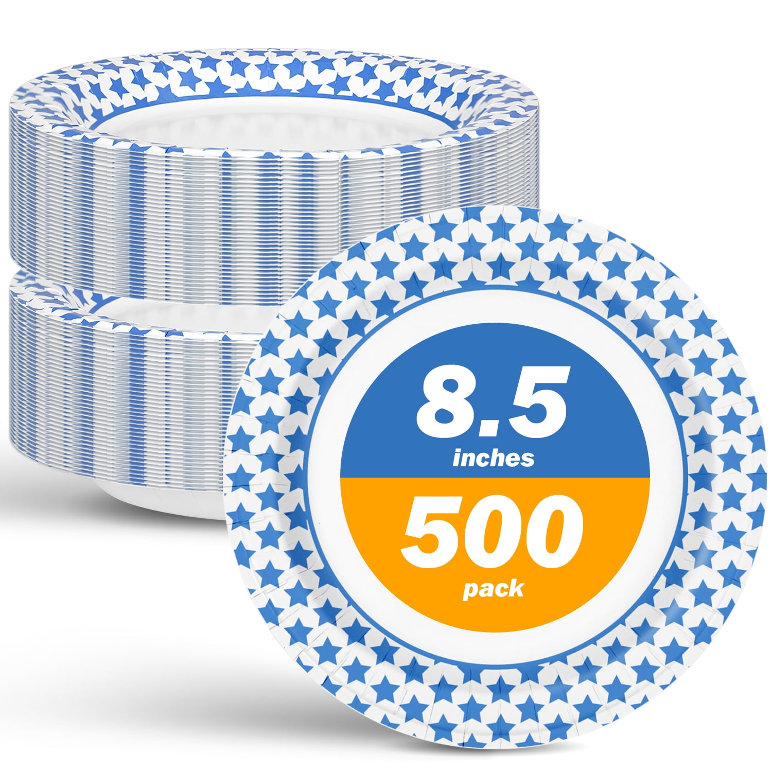 Ginkgo Paper Plates 8.5 Inch 500 Count,Microwave-Safe,Soak-Proof,Cut Resistant,Disposable Plates For Everyday Gatherings