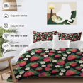 thumbnail image 3 of Cal King 4 Piece Bedding Set Red Strawberry Litter Flower Leaves on Black Soft Breathable Duvet Cover and Pillowcase,Summer Fruit Duvet Cover Set Washable Bed Sheets for Bedroom Dormitory Guest Room, 3 of 9