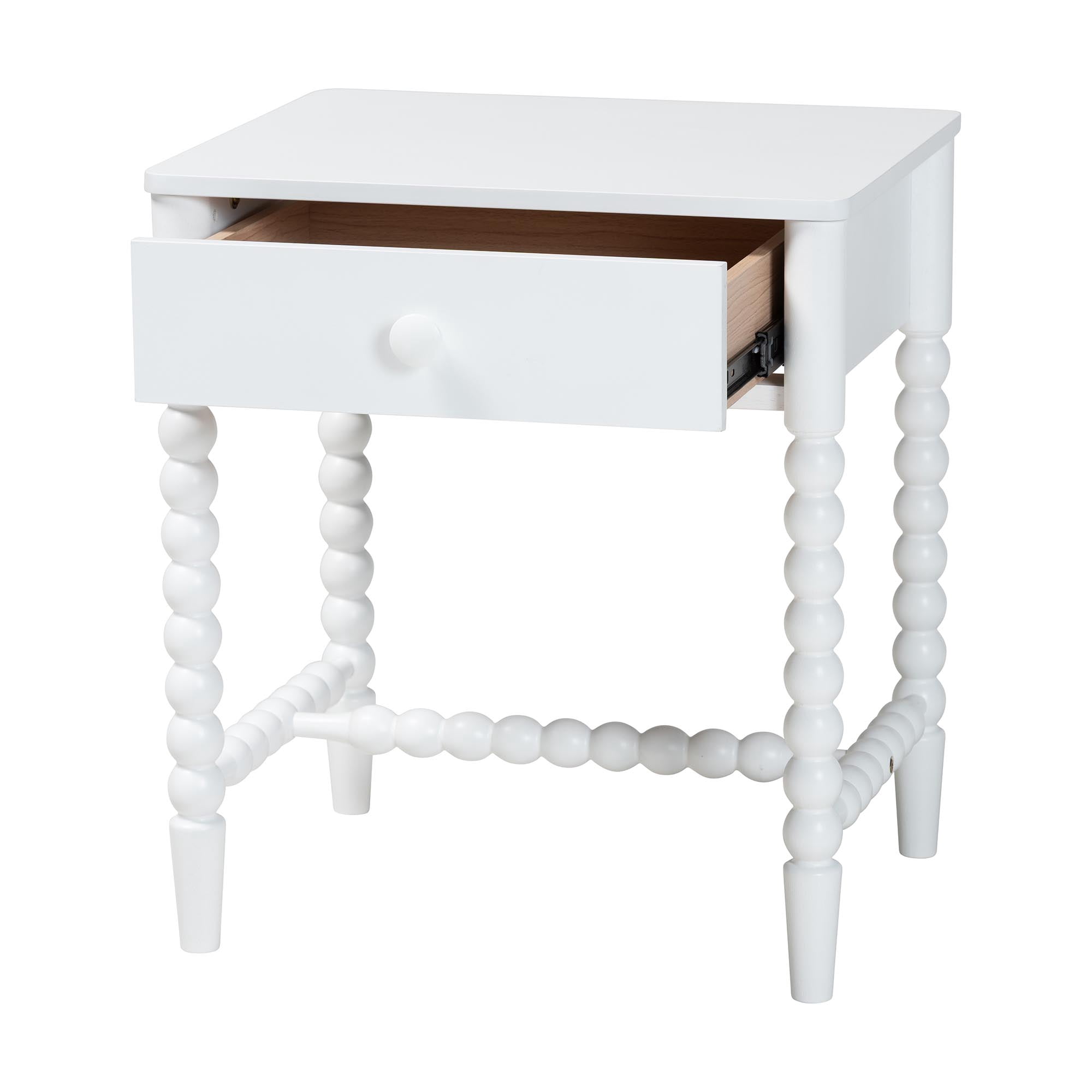 Baxton Studio Brantley Modern Farmhouse Nightstand, 1-Drawer, White