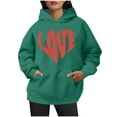 thumbnail image 6 of Jinhomg Women's Heart Print Sweatshirts Holiday Casual Kangaroo Pocket Drawstring Hoodies Fall Comfy Long Sleeve Hooded Sweatshirt Flash 90 off Clearance Sale Green XL, 6 of 6