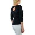 thumbnail image 5 of ToBeInStyle Women's Bow-Back 3/4 Sleeve Top with Side Shirring, 5 of 7