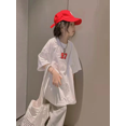 thumbnail image 4 of Camiseta de algodón puro para niños, vestido de manga corta de longitud media estilo Bf para niñas de verano, moda, 4 of 4