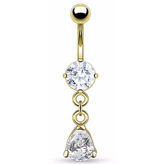 Belly Button Ring Navel Solitaire Teardrop Jewelry Dangle