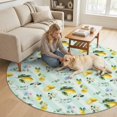 thumbnail image 4 of Washable Round Rugs 5ft Summer Lemon Circle Rug Non-Slip Soft Non-Shedding Low-Profile Pastoral Leaves Fruits Country Plants Green Large Area Rug Carpet for Living Room Bedroom Dining Room Home Decor, 4 of 8