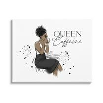 Stupell Industries Queen Of Caffeine Girl Graphic Art Gallery Wrapped Canvas Print Wall Art, Design by Alison Petrie