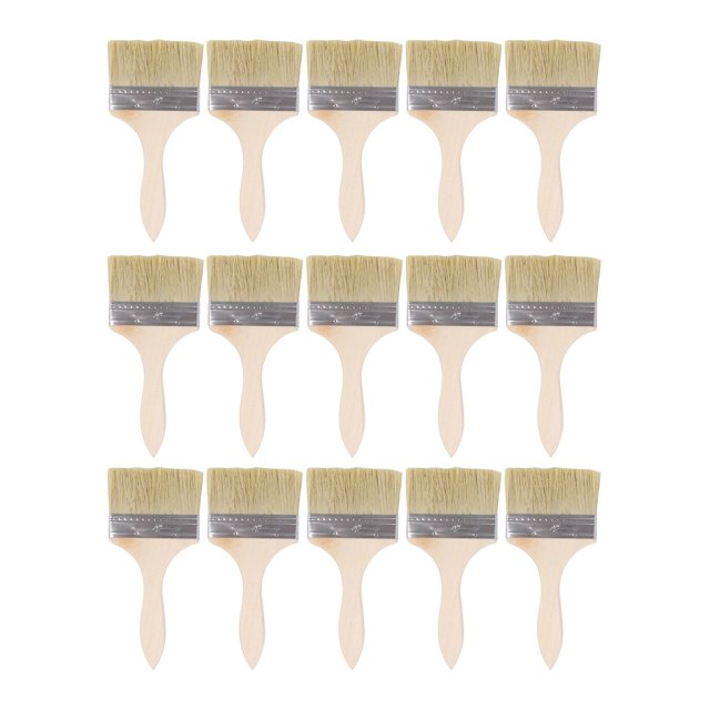 15 pinceles para pintar con mango de madera para manualidades, decoración del hogar, 4 pulgadas