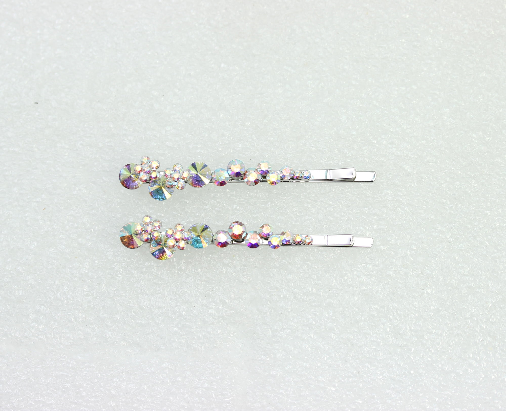 Faship  A Pair Of AB Premium Rhinestone Crystal Floral Hair Clips Pins 2 Pcs