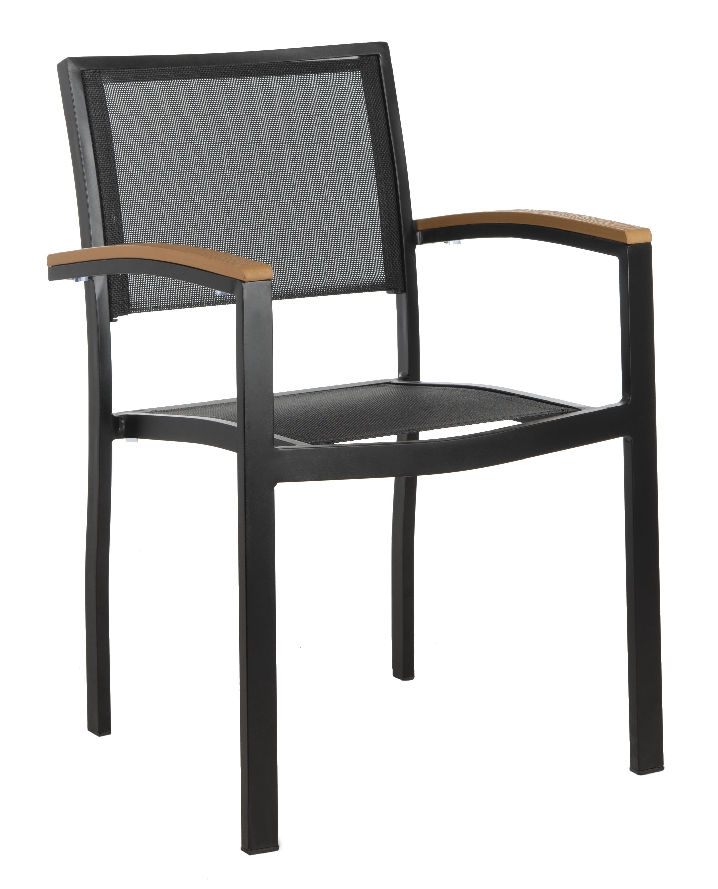 SAFAVIEH Kaelan Outdoor Patio Stackable Chair, Black/Brown, Set of 2