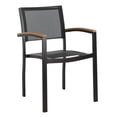 thumbnail image 4 of SAFAVIEH Kaelan Outdoor Patio Stackable Chair, Black/Brown, Set of 2, 4 of 12