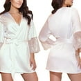 thumbnail image 2 of Lindreshi Womens Lingeries Clearance Women Sexy Silk Kimono Satin Dressing Gown Bath Robe Lace Lingerie Nightdress, 2 of 5