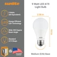 thumbnail image 4 of Sunlite LED A19 Light Bulbs, 9 Watts (60W Equivalent), Medium Base (E26), Non-Dimmable, Frost, UL Listed, 4000K Cool White, 6-Pack, 4 of 7