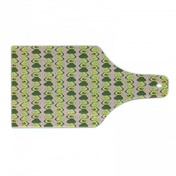 Avocado Cutting Board, Doodle Pattern of Halved Tropic Fruit Healthy Cuisine, Decorative Tempered Glass Cutting and Serving Board, in 3 Sizes, by Ambesonne