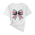 thumbnail image 3 of Feancey American Flag T Shirts for Women Cute Bow Patriotic Tops 4th of July Casual Short Sleeve Graphic Tees Novelty Holiday Gifts White S, 3 of 5