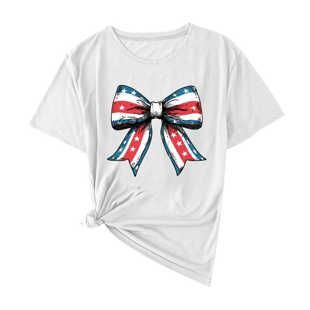 Camisas de Manga Corta para las Mujeres Moda Casual Impresión Cuello Redondo Suéter Tee Blusas