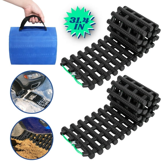 Fogcroll Tire Traction Mat with Portable Handle Bag, Portable Emergency Devices for Snow Ice,Mud,Sand Used to Car,Truck,Van or Fleet Vehicle 2PCS