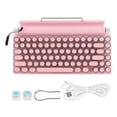 thumbnail image 2 of Typewriter Mechanical Keyboard, 83 Keys 2000mA Capacity Mechanical Keyboard Support 3 Devices FN Master  for Tablet Pink,White, 2 of 7