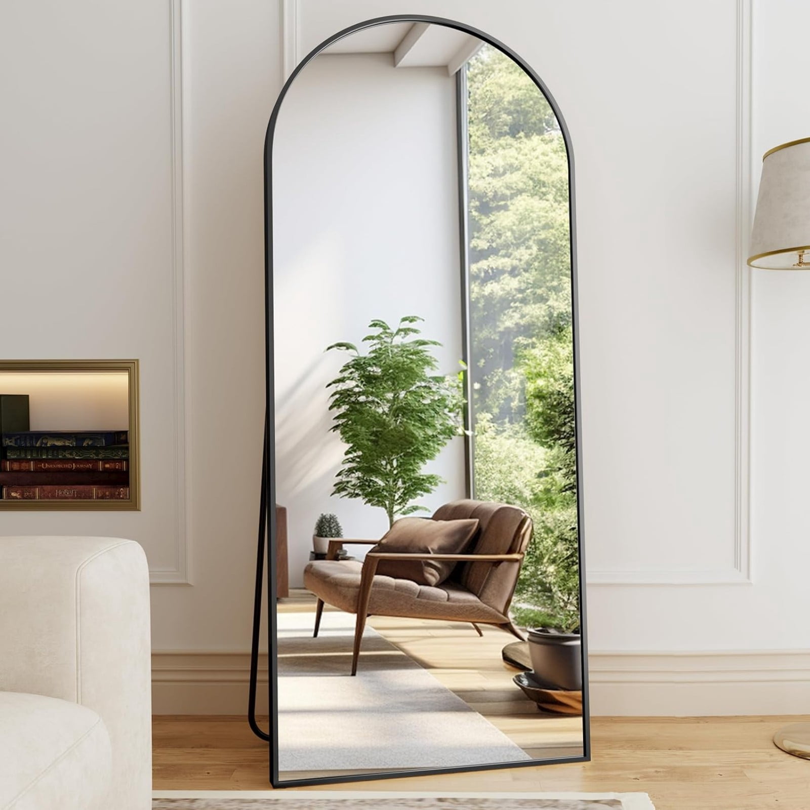 AUROMIR 26"x71" Arched Full Length Mirror Free Standing Full Body Floor Mirror, Black