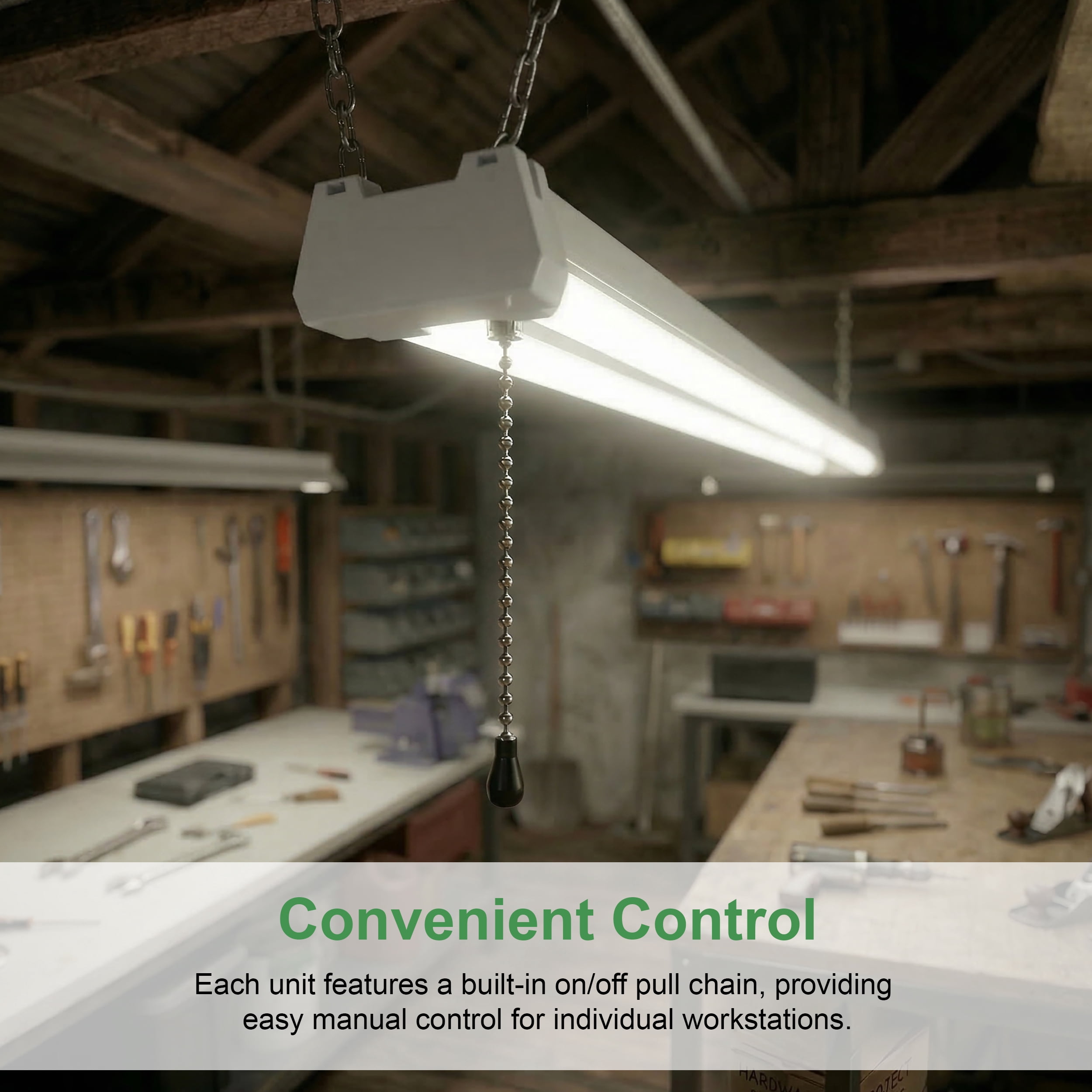 MaxLite 4 feet LED Shop Light Fixture, 43W 120V, 43W 5000K, Linkable, for Garage, Workshop, Basement, Warehouse, White