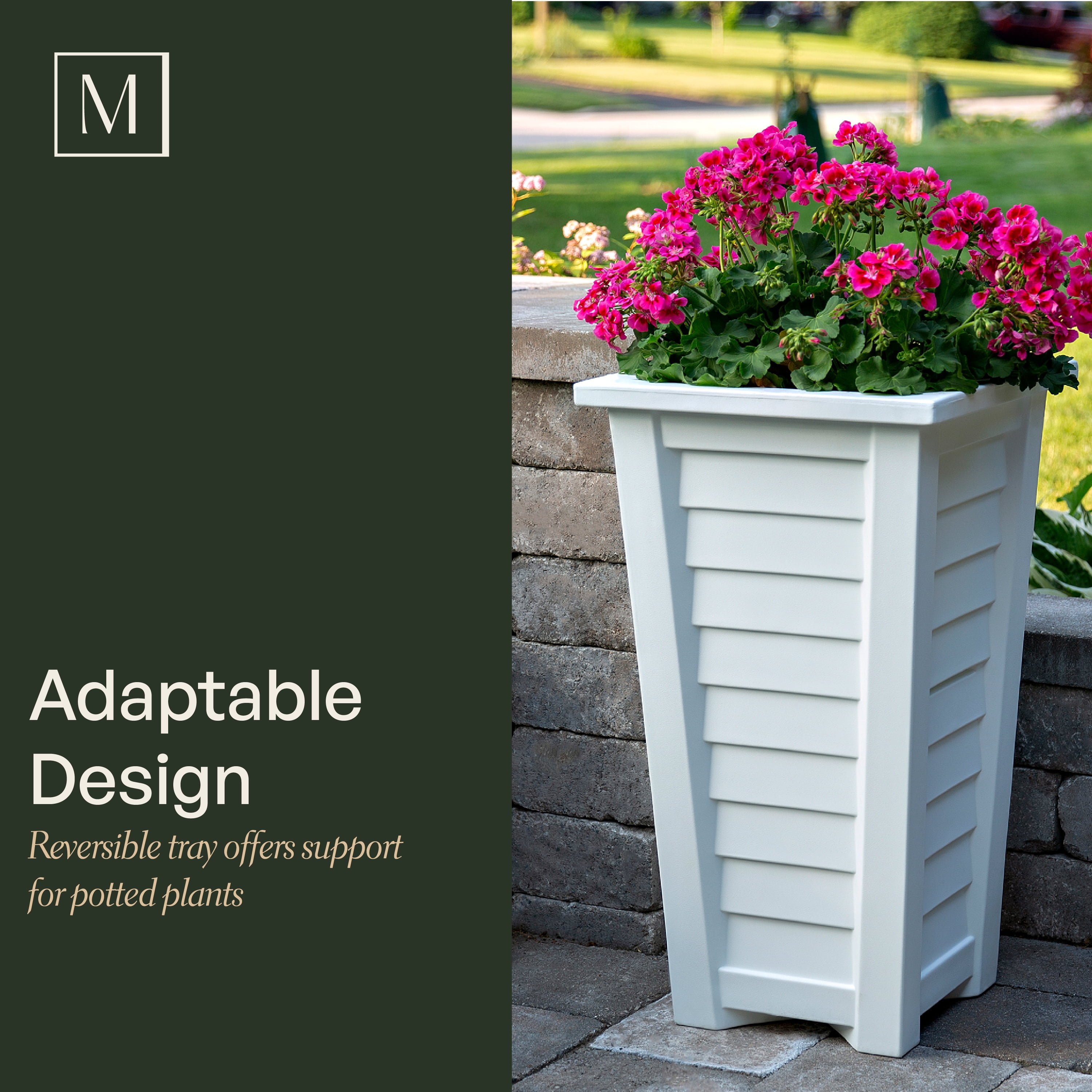 Mayne Lakeland 16" x 16" x 28" Tall Square Espresso Self Watering Plastic Planter