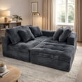 thumbnail image 3 of Muumblus 105" Oversized Modular Sectional Sofa with Movable Ottoman, L-Shaped Boneless Cloud Couch, Modern Sleeper Sofa for Living Room, Gray Corduroy, 3 of 6