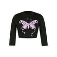 thumbnail image 6 of Seyurigaoka Women Juniors Fashion Crop Tops, Butterfly Print Long Sleeve Round Neck T-shirt, 6 of 9