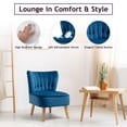thumbnail image 5 of Giantex Set of 2 Armless Accent Chair, Wingback Velvet Sofa Chair w/Wood Legs & Thick Padded Seat, Upholstered Leisure Club Chair, Blue, 5 of 8
