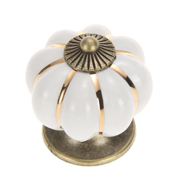 Pomos de puerta de cerámica de calabaza Vintage tirador de armario cajón blanco