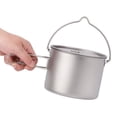 thumbnail image 2 of Outdoor pure titanium soup pot large capacity folding handle hanging pot camping portable cooker titanium pot hot pot pot 1.6L, 2 of 6