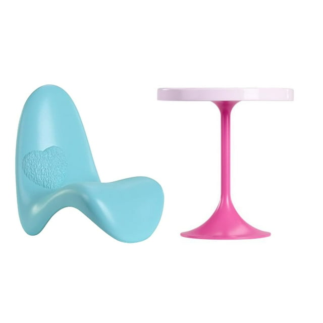 Piezas de Repuesto para Barbie Doll Dreamhouse Doll house Playset HMX10 - Mesa Redonda Rosa de Repuesto y Salón Azul - Silla de Juego