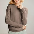 thumbnail image 2 of Chandails Confortables pour Femmes! Fadeal Chandail Tricoté Uni Printemps et Automne Hiver avec Col Rond et Style à Manches Longues, Khaki G, 2 of 4