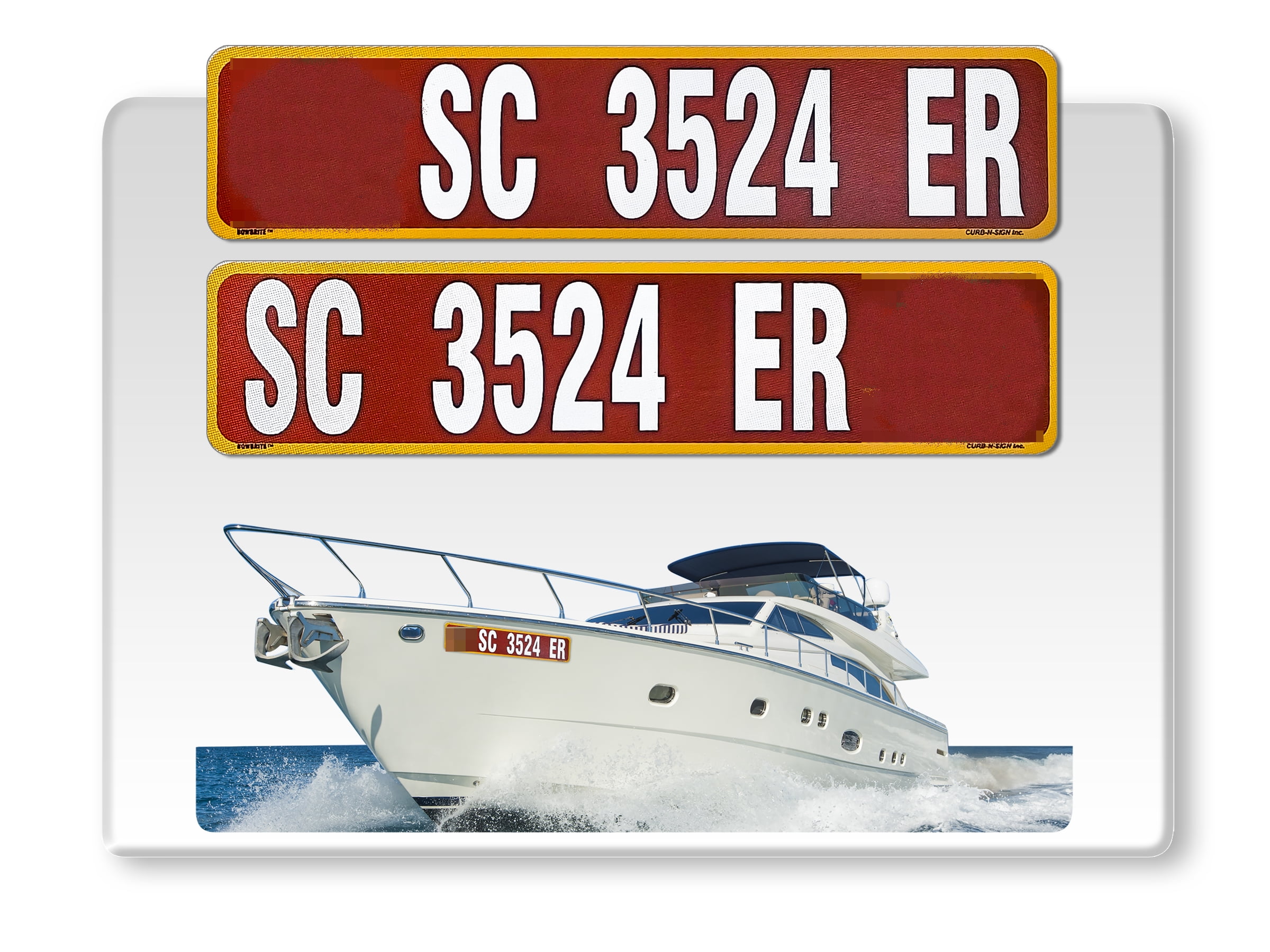 2 Pack Super Reflective Custom Boat Registration Numbers and Letters