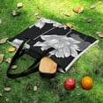 thumbnail image 5 of Elegant Monochrome Lotus Flower Pattern Waterproof Picnic Blanket with Foldable Zipper, Suitable for Outdoor Use, Suitable for Travel, Camping, Beaches, Parks, Grasslands, Picnic Blanket Accessories, 5 of 7