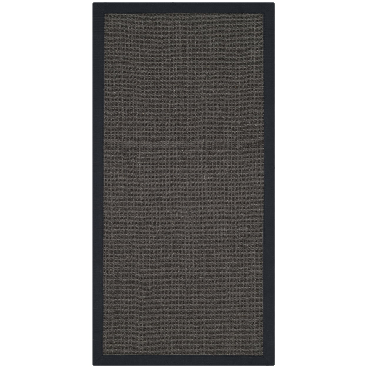 SAFAVIEH Natural Fiber Forrester Border Sisal Runner Rug, Charcoal, 2'6" x 16'