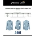 thumbnail image 2 of Made by Olivia Women's Long Sleeve Denim Shirt With Horn Button Chambray Shirt, 2 of 4