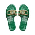 thumbnail image 1 of Sandalias OYOANGLE con estampado de cocodrilo verde para mujer, 1 of 5