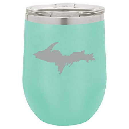 12 oz Double Wall Vacuum Insulated Stainless Steel Stemless Wine Tumbler Glass Coffee Travel Mug With Lid Upper Peninsula Michigan