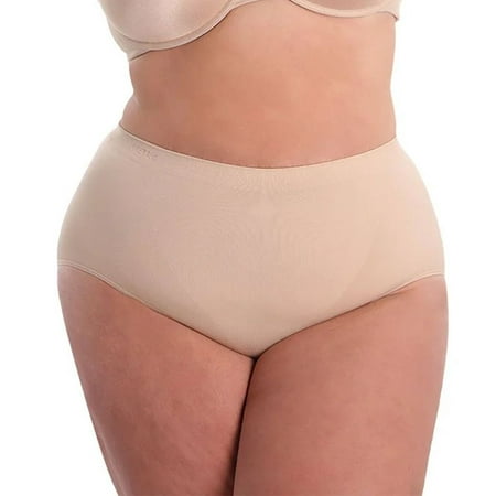 Women s MeMoi MSM-100X Plus SlimMe Seamless Control Brief Panty (Nude 1X)