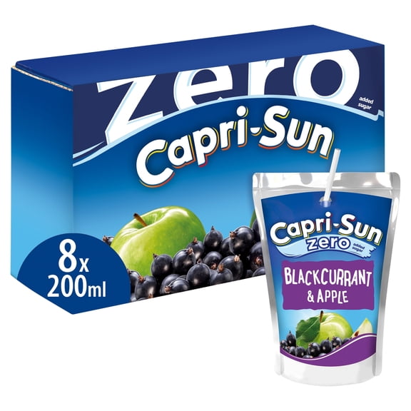 Capri-Sun Zero Apple and Blackcurrant 8 x 200ml Kids' Juice Drink, Imported from Britain