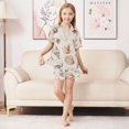 thumbnail image 6 of FORMRS Kids Short Sleeve Top and Pants Pajama Set Unisex Satin 2-Piece Sleepwear, Sizes 13-14Y, Red Watercolor Seashells, 6 of 8