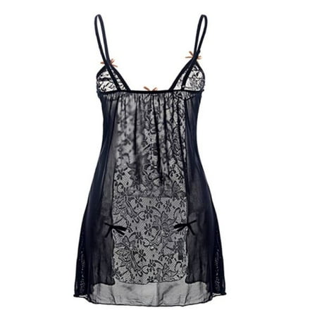 

Women Sexy Lace Lingerie Nightdress V Neck Babydoll Strap Plus Size Sleepwear
