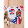 thumbnail image 4 of Michellecmm 4th of July Baby Boys Outfits Letter Glasses Print Bow Short Sleeve Rompers Stripe Stars Print Shorts Hat 3Pcs Clothes Set, 4 of 9