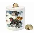 thumbnail image 3 of Dragon Piggy Bank, Japanese Manga Dragon with a Man with Kimono Geisha Tribal Characters, Ceramic Coin Bank Money Box for Cash Saving, 3.6" X 3.2", Green Blue, by Ambesonne, 3 of 4