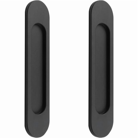 Pack Self-Adhesive Oval Sliding Door Handles Matte Black Aluminum Alloy Punch-Free Handle 14.8CM