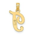 thumbnail image 4 of Diamond2Deal 14K Yellow Gold Script Letter T Initial Pendant for Women (L- 0.69inch, W- 0.38inch), 4 of 6