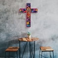 thumbnail image 7 of Mexican Crucifix Wood Cross Wall Decor, Day Of The Dead Decoration Wooden Wall Mounted Cross For Home Church Dia De Muertos, 7 of 7