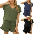 thumbnail image 5 of Big Saving! Pajama Set for Women Shorts Sleepwear V-neck Soft Summer Pj Lounge Set Loungewear S-XXL, 5 of 11