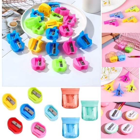 KOYPTL 4 Pcs Small Pencil Sharpener Colored Pencil Sharpeners Manual Handheld Pencil Sharpener in Bulk for S-chool Classroom Home Office Dual Holes Sharpener Work on Crayon or Makeup Pencils