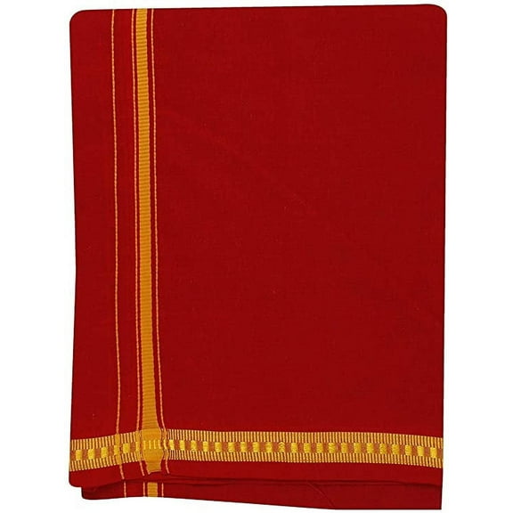 Stylesindia Fancy Border Colored Single Layer Dhoti Mundu Vesti 2.0mts (Maroon)