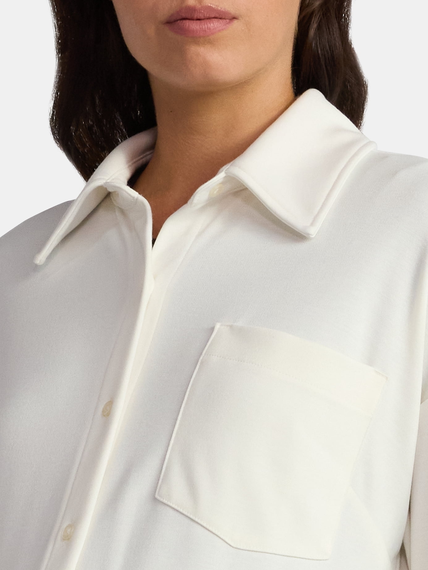 Time and Tru Women's Maternity Boyfriend Button Up Shirt with Long Sleeves, Size S~XXL